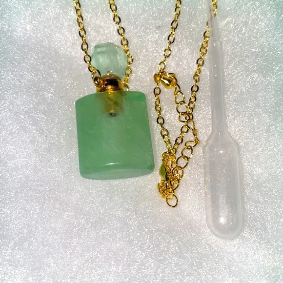 Natural Aquamarine Perfume Bottle Necklace - Picture 3 of 4